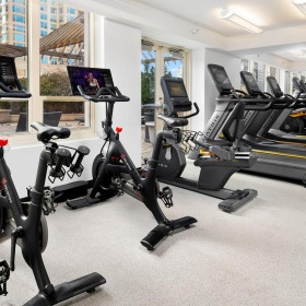 Get your workout on a room with exercise equipment