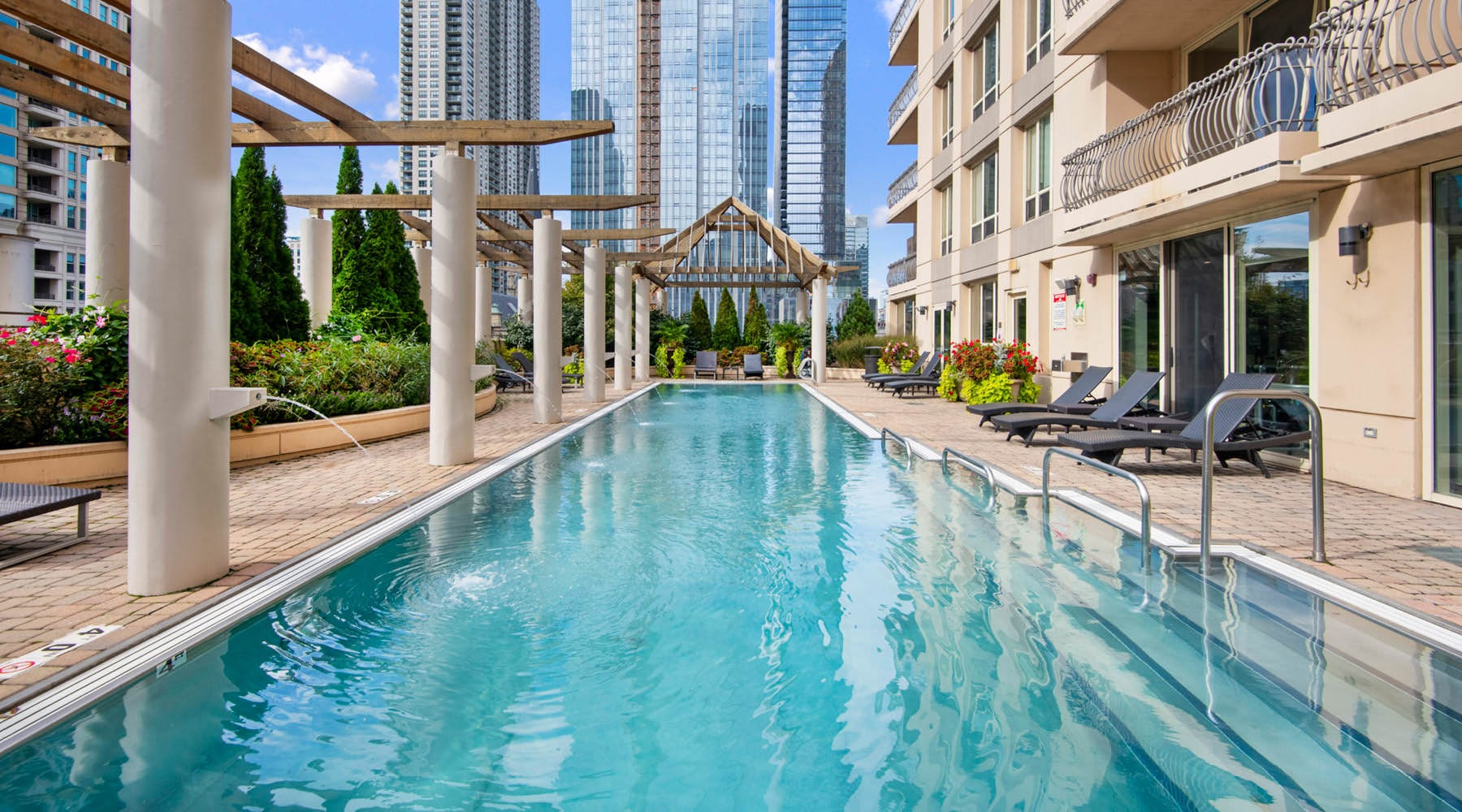 Sparkling swimming pool a pool in a city